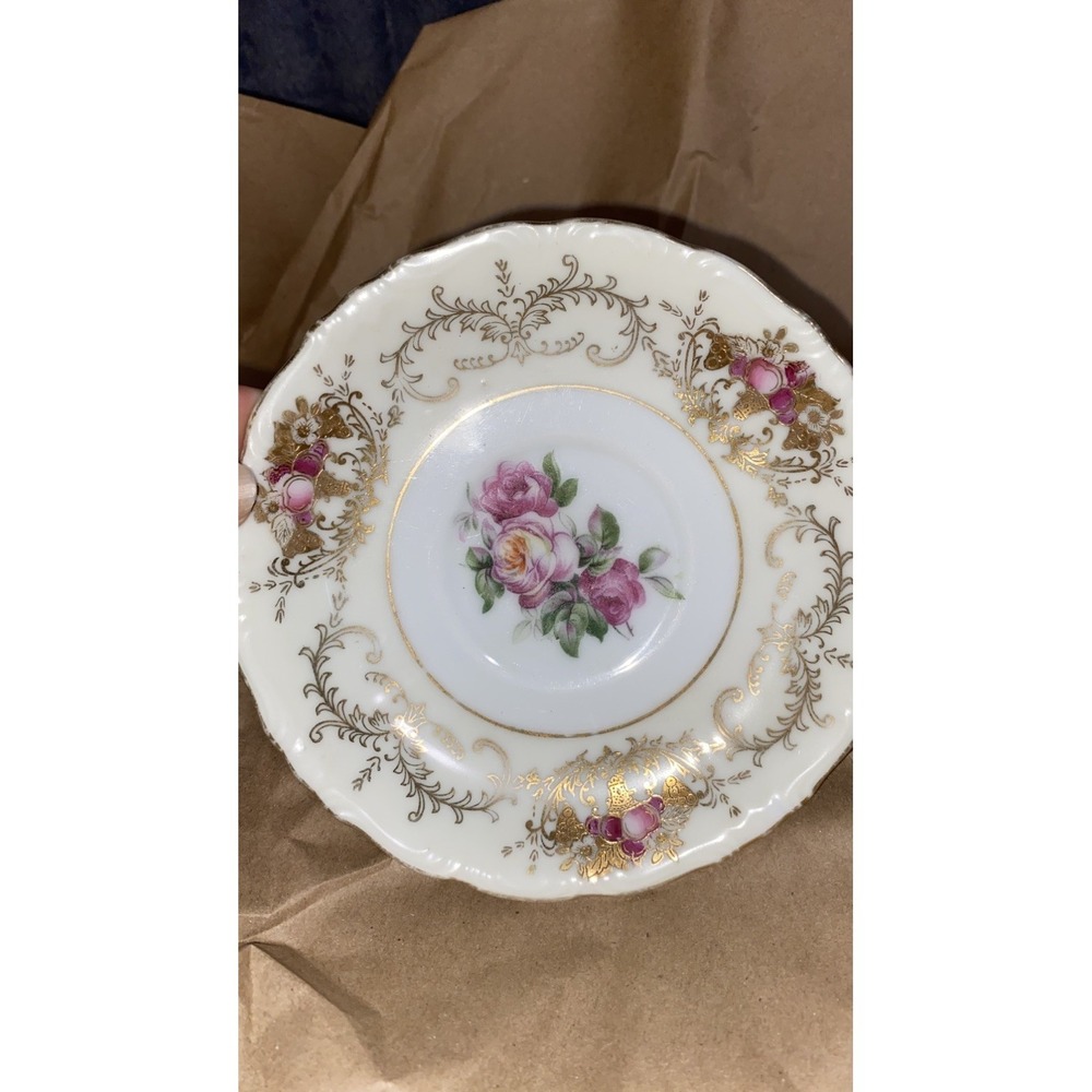 Vintage Del Mar Japan Saucer Hand Painted Raised 24k‎ Gold marked